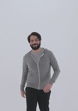 Load and play video in Gallery viewer, Bella Canvas 3939 Unisex Triblend Zip Hoodie.mp4