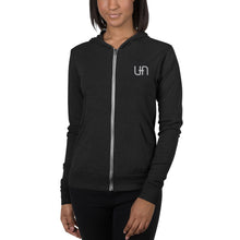Load image into Gallery viewer, Zip Hoodie - Black w/ White Logo