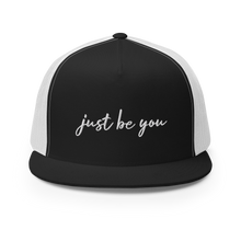 Load image into Gallery viewer, Trucker Cap - Just Be You - Black w/ White Logo
