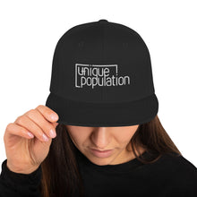 Load image into Gallery viewer, Snapback Hat - Black w/ White Logo
