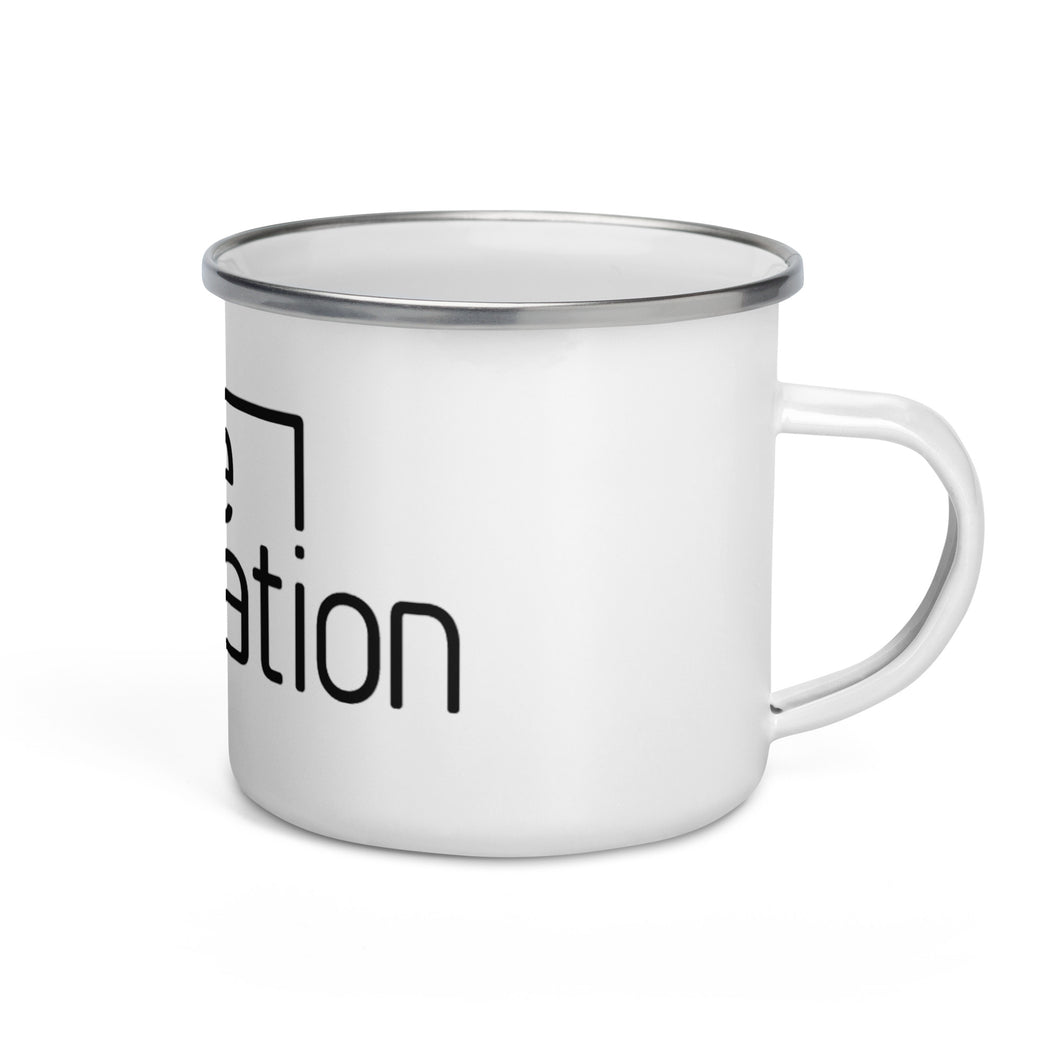 Mug - White Enamel w/ Black Logo